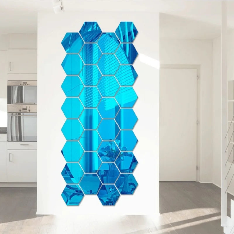 12pcs 3D Hexagon Mirror