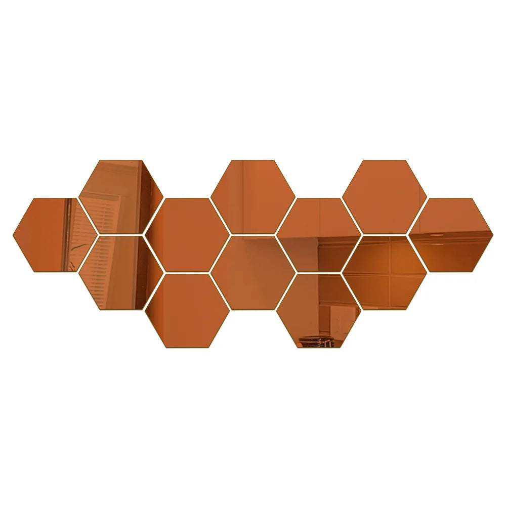 12pcs 3D Hexagon Mirror