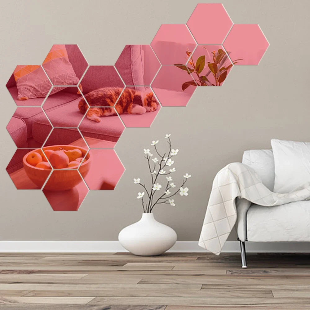 12pcs 3D Hexagon Mirror