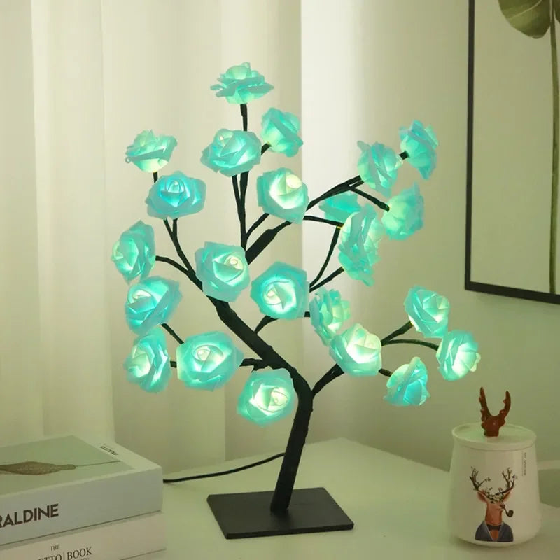 Blue LED Rose Tree Desk Lamp