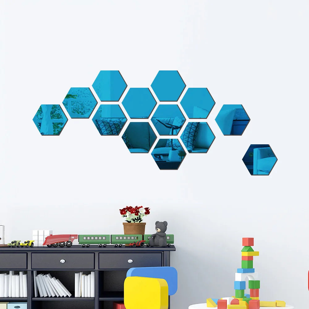 12pcs 3D Hexagon Mirror