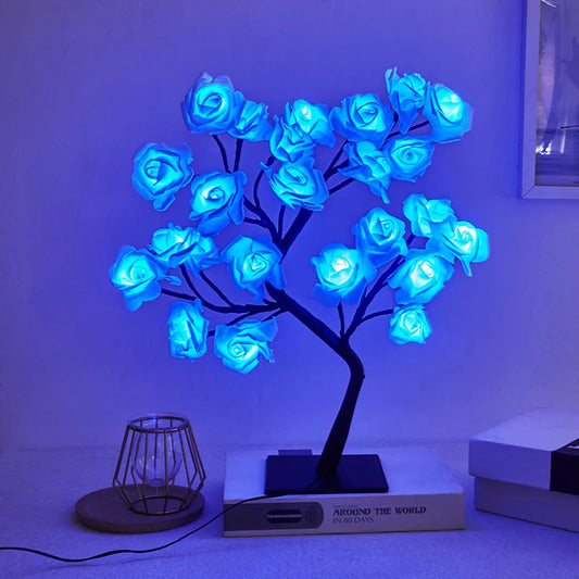 Blue LED Rose Tree Desk Lamp