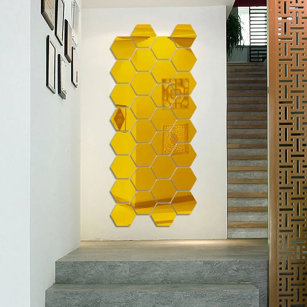 12pcs 3D Hexagon Mirror