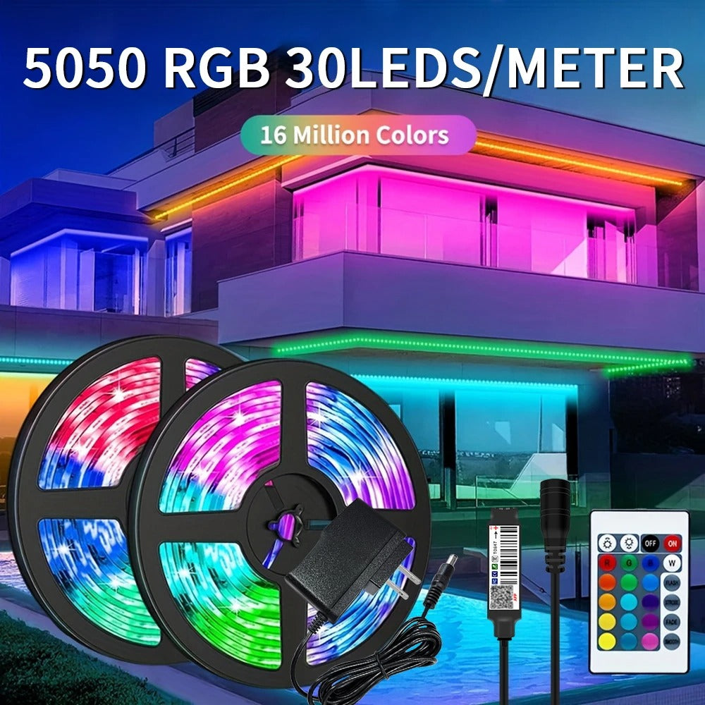 10M 5050RGB 30 LEDS/meter LED Strip Bluetooth APP Control With Battery And US plug Power Supply For Home Decoration